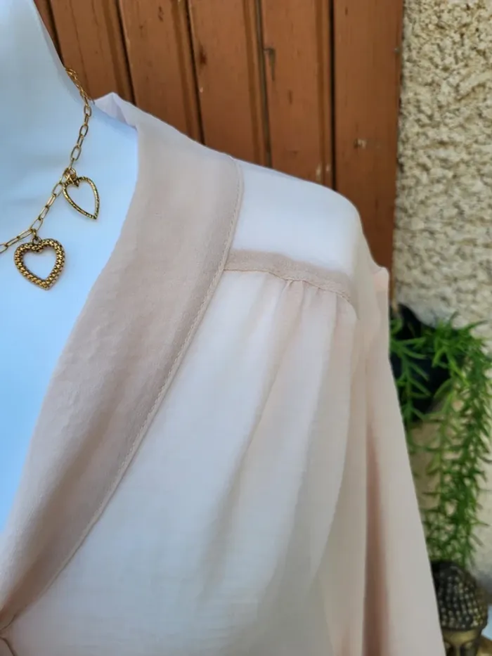 Chemise voile cravate asymétrique rose atmosphère taille 48 - photo numéro 3