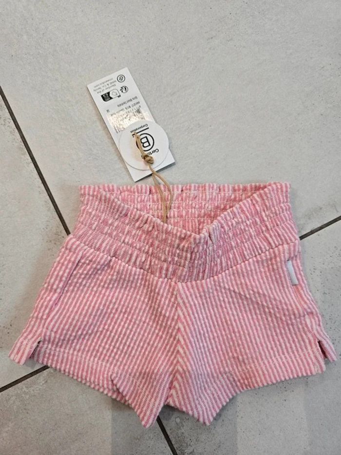Short rayé rose noppies 68cm