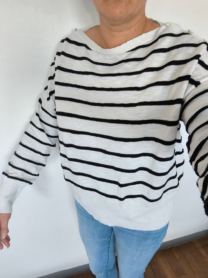 Pull oversize marinière femme taille 40 - photo numéro 8