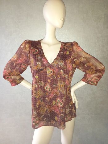 blouse coloré et rayure doré promod taille 40