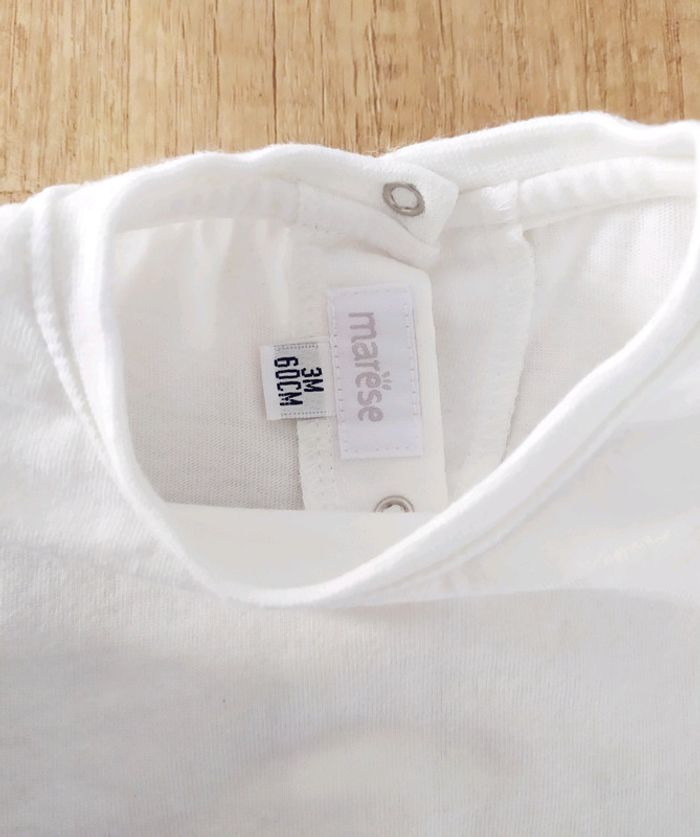 T-shirt manches courtes garçon crème 3 mois Marèse - photo numéro 4
