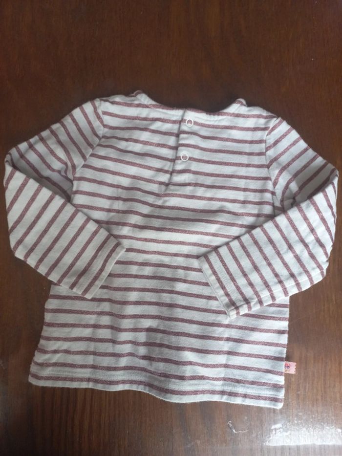 T-shirt rayé rose pailleté Sergent Major 2ans 92cm - photo numéro 2