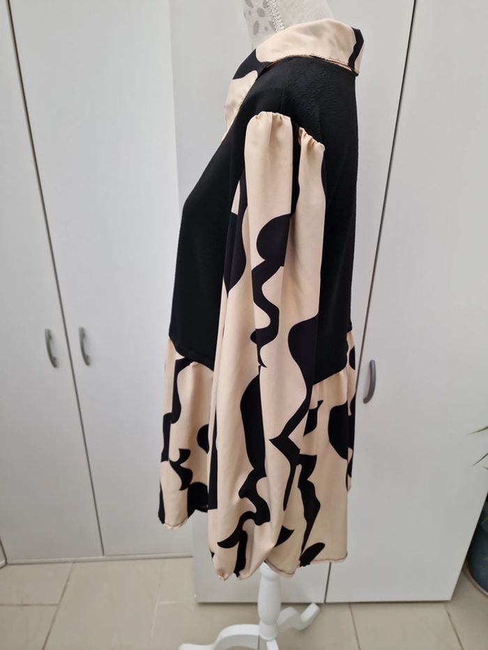 Blouse Effet 2 En 1 Noire Beige - photo numéro 4