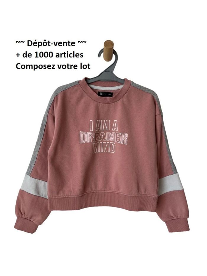 Sweat court rose “I am a dreamer mind” - Tex 6-7 ans
