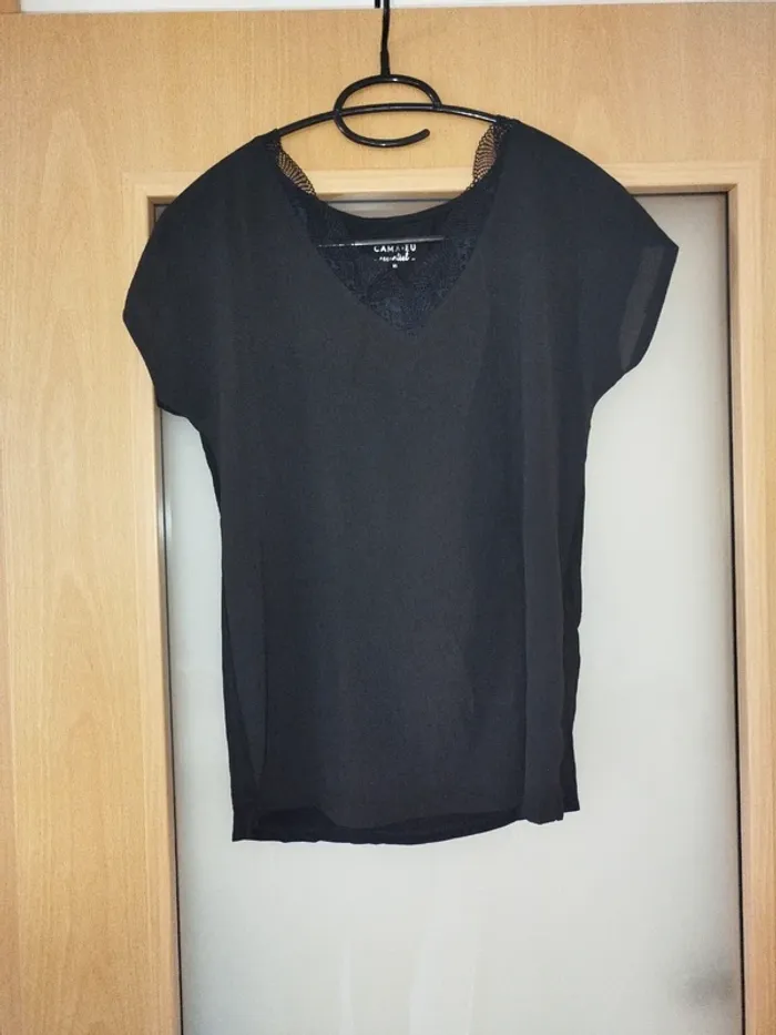T-shirt femme noir neuf Camaïeu taille XS
