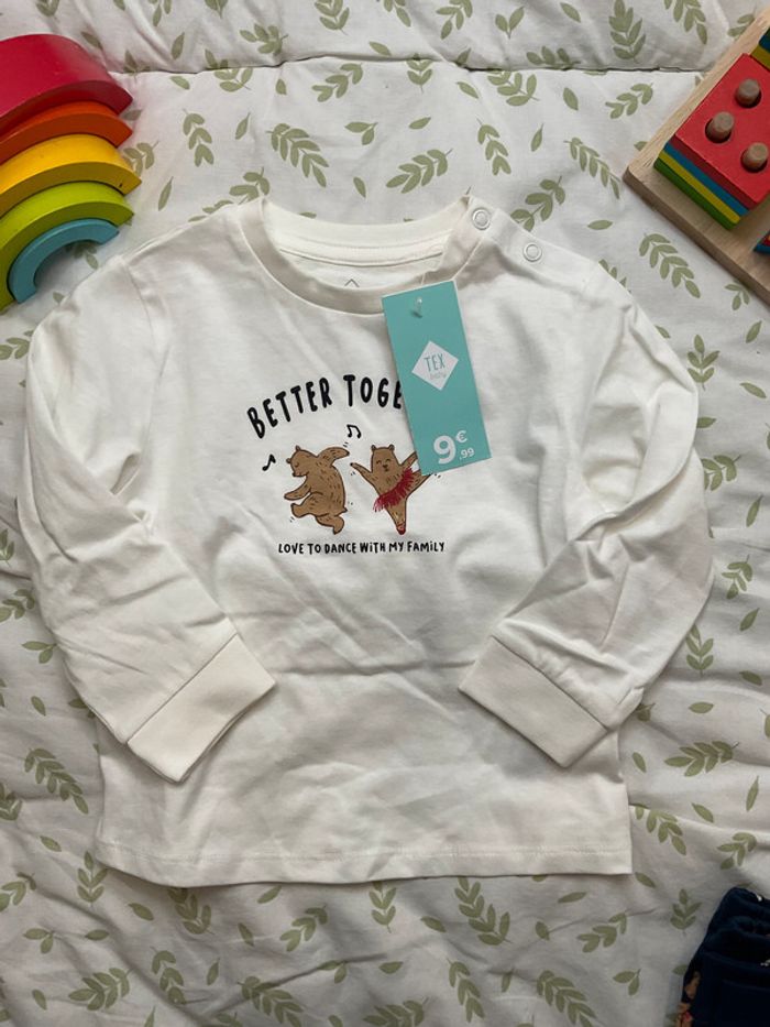 pyjama 2 pièces en coton motifs ours blanc et marine 18 mois tex - photo numéro 4