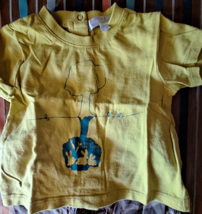 Tshirt jaune arbre et short camouflage - photo numéro 2