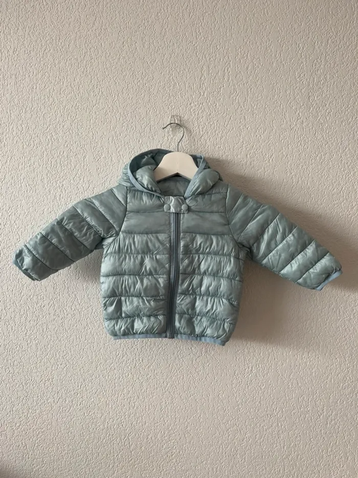 Manteau léger bébé garçon bleu clair avec capuche oreilles - Taille 80 (12-18 mois)