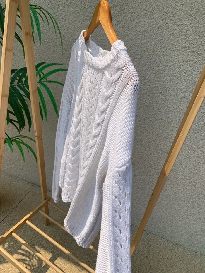 Beau pull blanc en maille Camaïeu - photo numéro 4