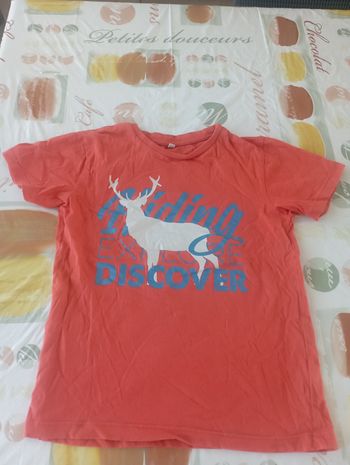 Tee shirt orange flocage cerf 7/8 ans Tex neuf 3€