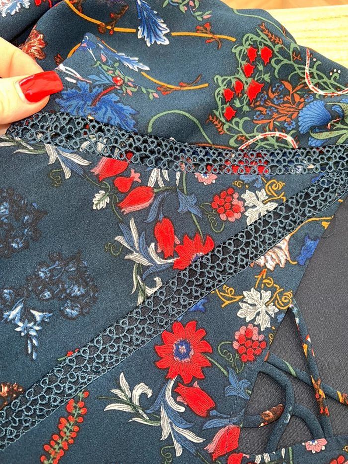 Robe femme taille 36 38 S M marque kilky fleurs voilage • - photo numéro 4