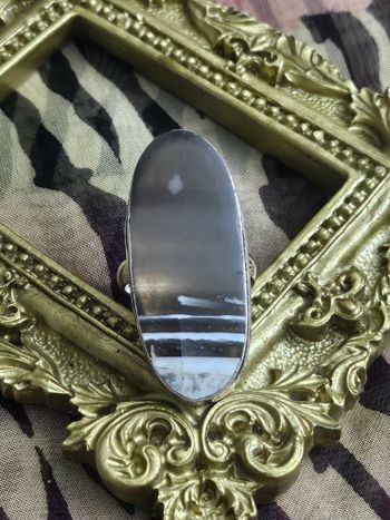 Bague en argent sterling 925 avec pierre opal laguna calcite