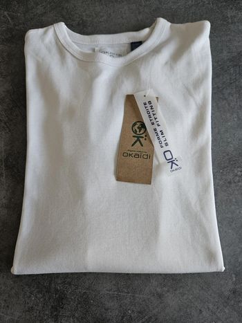 T-shirt à manches longues slim unisexe - Taille 14 ans (162cm) - Okaidi (NEUF étiquetté) - Blanc uni