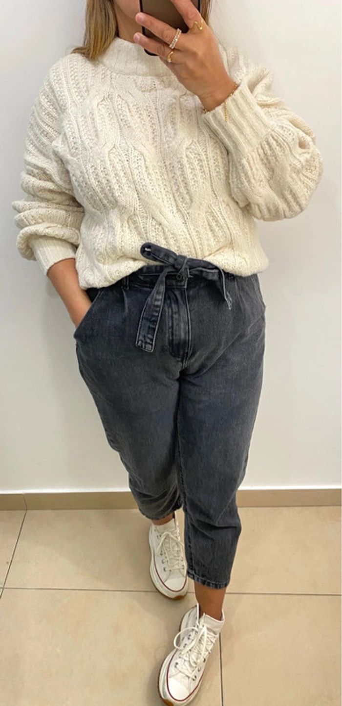 Superbe Pull Crème Torsadée Taille 38 - photo numéro 4