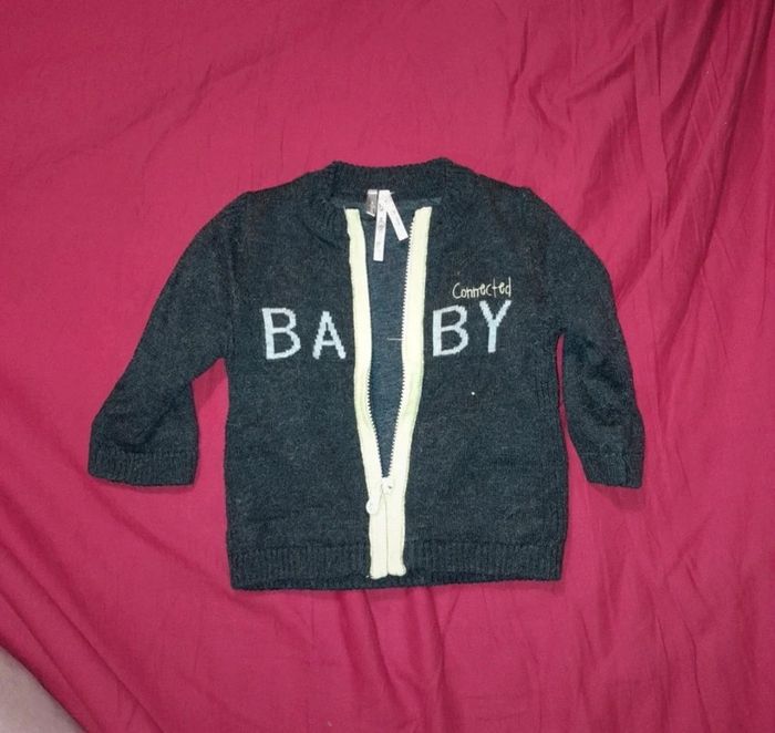 Gilet gris et pistache taille 3 mois