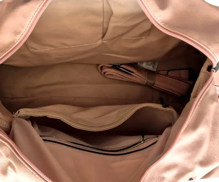 Valise cabine 55cm + Sac de voyage rose en cuir PU de qualité - photo numéro 4