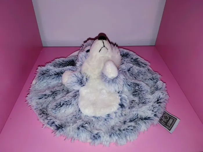 Husky HO studio doudou rond plat gris et blanc