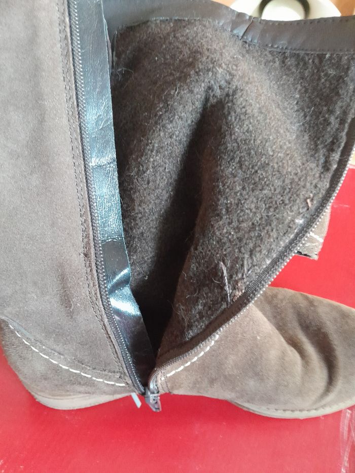 Bottes fourrées marron en daim taille 36 - photo numéro 4