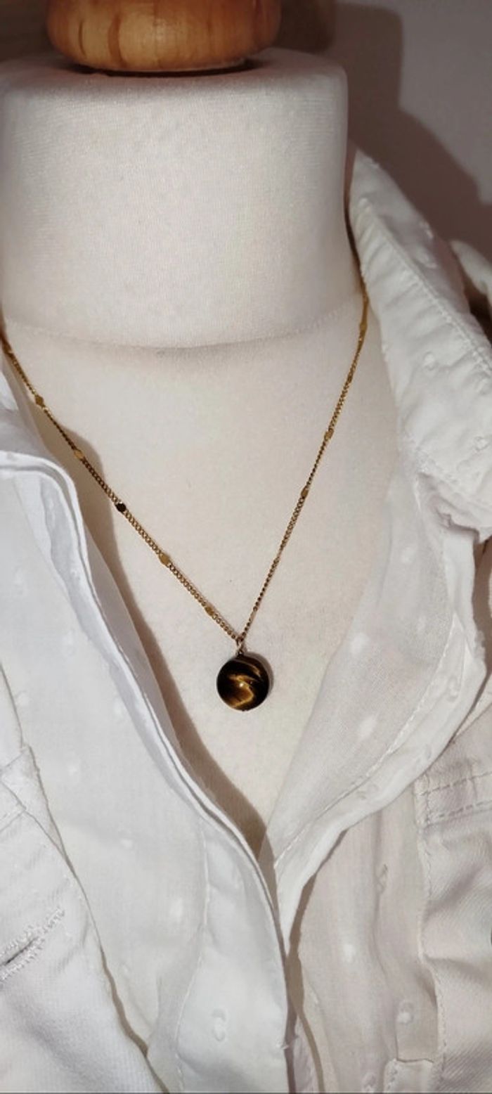 Collier en Œil de Tigre fermoir aimanté - photo numéro 5