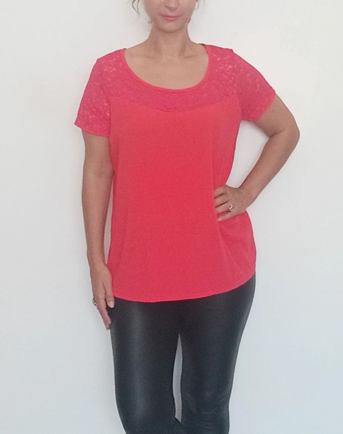 Blouse manches courtes dentelles taille xl