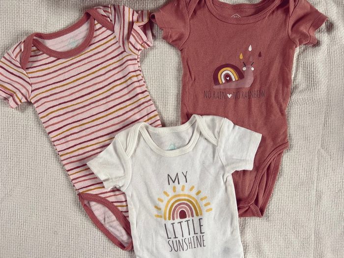 Lot de 3 bodies tex escargots arc en ciel - photo numéro 2