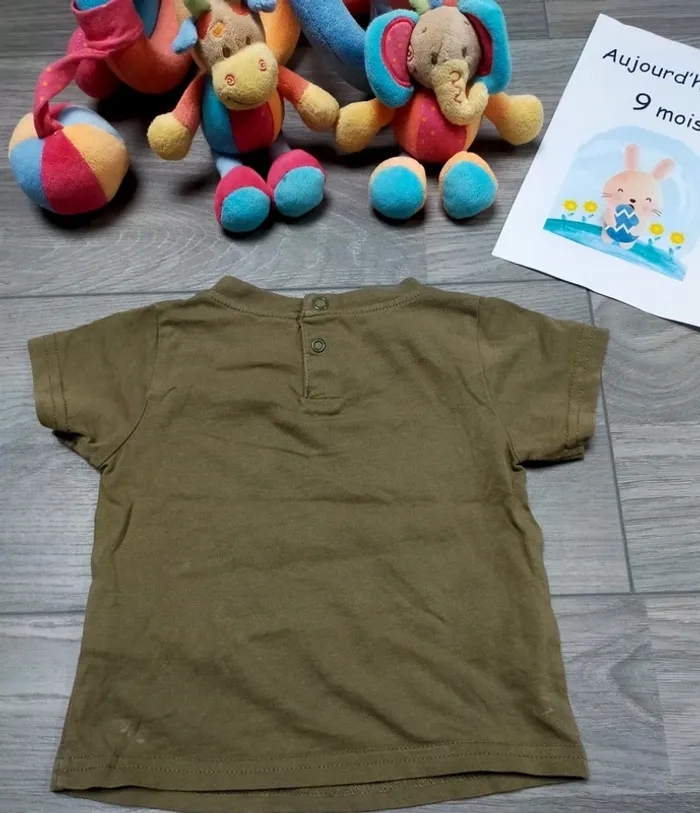 T shirt kaki pirate perroquet 9 mois bébé garçon Tape à l'oeil - photo numéro 5