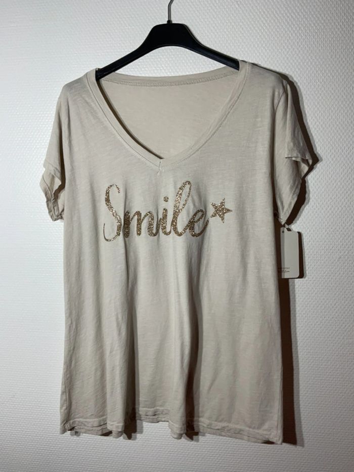 T-shirt « smile » femme taille unique (38-42) - willow- neuf avec étiquette