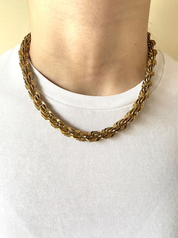 Collier doré chaîne grosses mailles rectangulaires