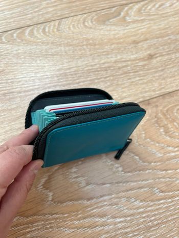 Porte cartes portefeuille neuf bleu turquoise verra pelle italy