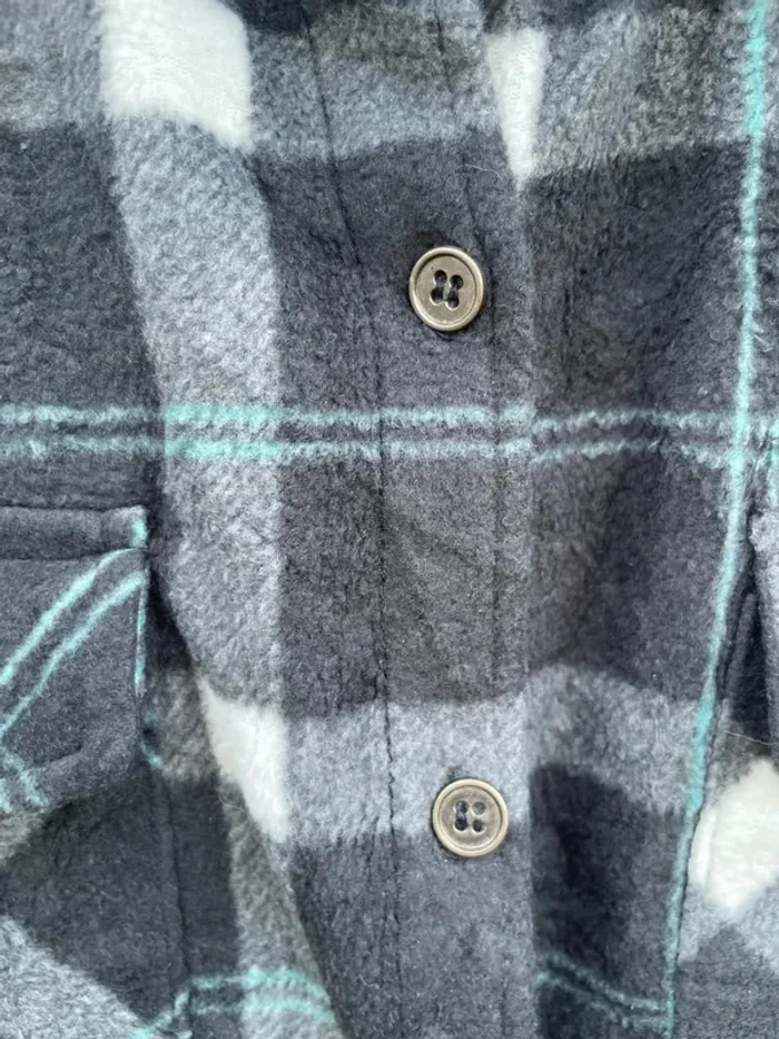 Stillwater Lumberjack Flannel Plaid Polaire shirt chemise grey black blue white Mens XL - photo numéro 3