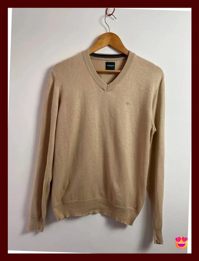 👕 Pull Dockers – Taille L – Beige – 100 % coton – Homme