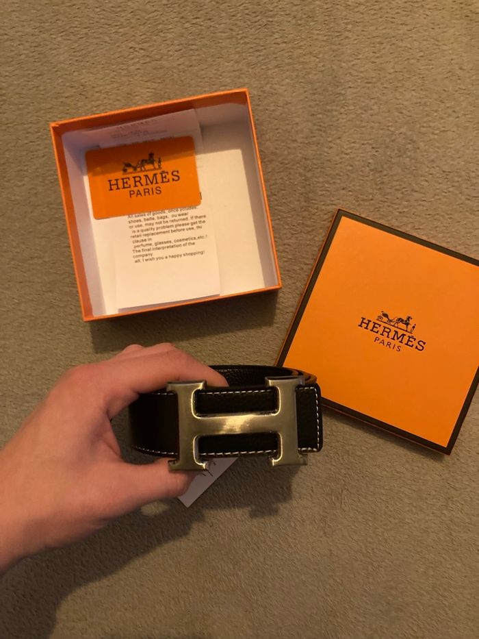 Ceinture Hermes Constance noire et argent