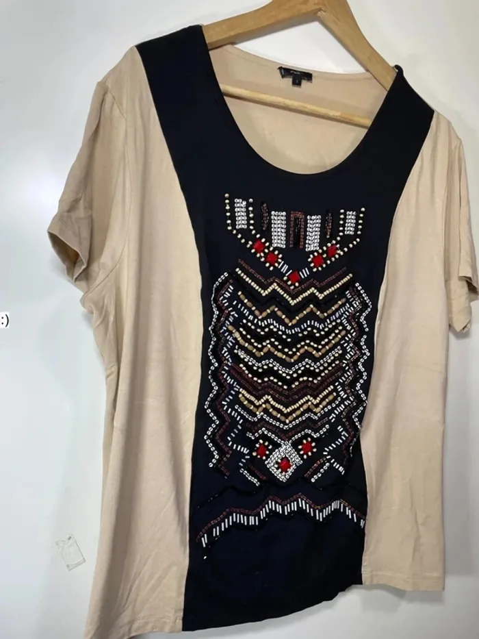 T shirt femme perlé taille 44 / un jour ailleurs - photo numéro 3