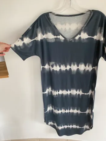 Robe manche courte SHEIN tayenday gris et blanc