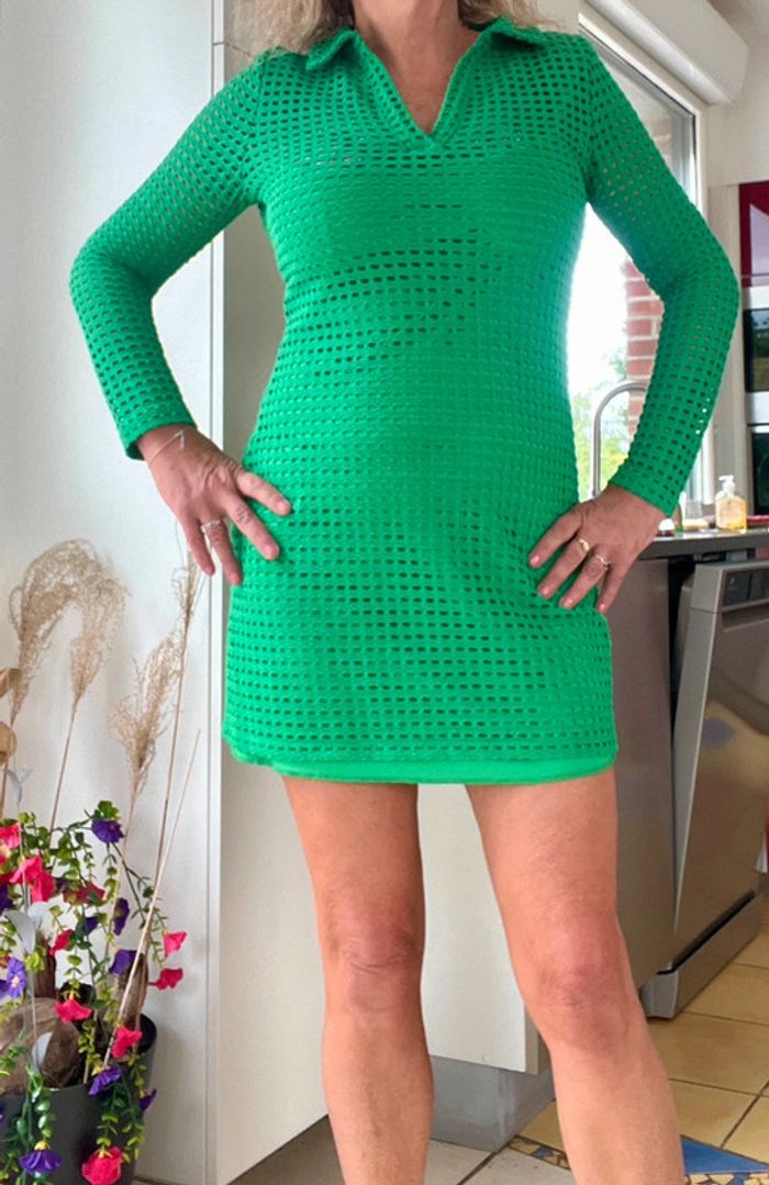 Jolie robe été cache cache taille s deux en un style dentelle vert pour 36 à 38 - photo numéro 7