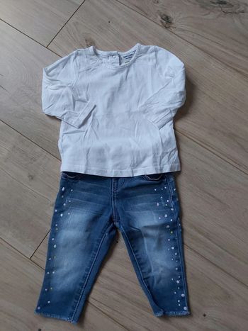 Ensemble fille tee-shirt ML et jeans/pantalon 6 mois (78)