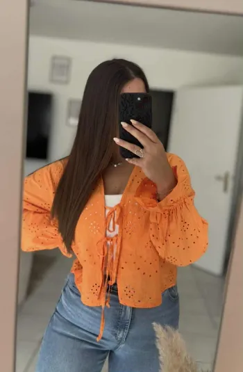 Blouse brodé orange
