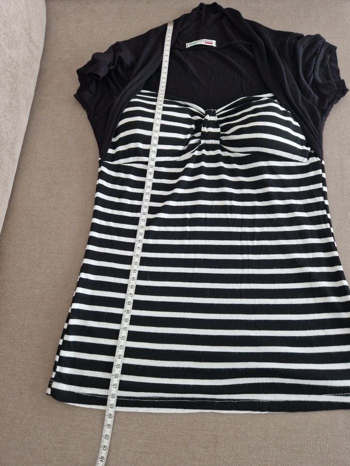 Haut rayé avec faux gilet noir Made in Italy - photo numéro 7