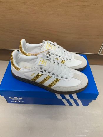 adidas Originals SAMBA OG (Blanc, Marron, Or) - Photo réelle 40