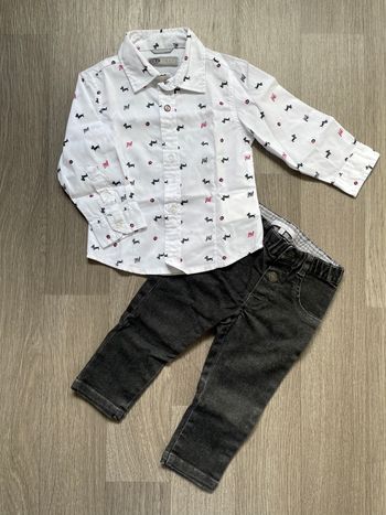 Ensemble jean et chemise 12 mois neuf.