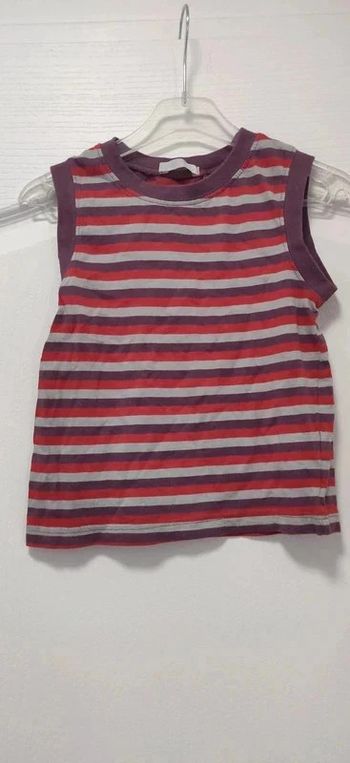Débardeur rayé violet rouge et gris La Redoute 6 ans