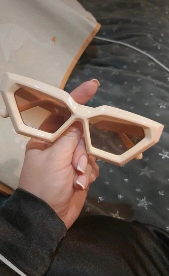 F97 paire de lunettes vintage rétro beige neuves - photo numéro 2