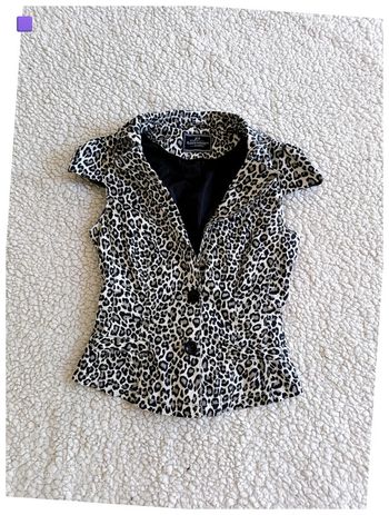 Veste tailleur blazer sans manches léopard – Clockhouse sexy cintré vintage doublure rock