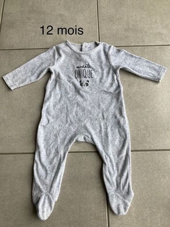 Pyjama gris mots d’enfants 12 mois