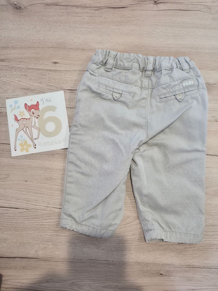 Pantalon droit épais beige, H&M, 6-9 mois 74cm - photo numéro 2