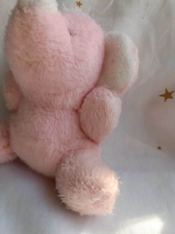 Petite peluche small doudou plush éléphant souris mouse rose pink ajena vintage vtg boulgom hochet - photo numéro 3
