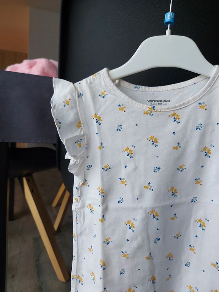 Tee-shirt manches courtes fleuris Vertbaudet 4 ans - photo numéro 3