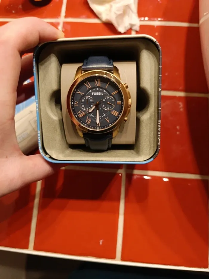Montre Grant chronographe en cuir Bleu