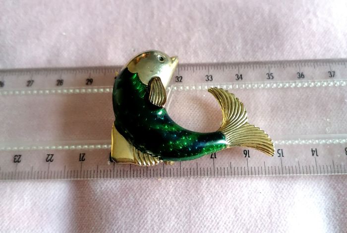 2 broches doré poisson(dit diodon) hérisson et dauphin émaillé. Neuf. - photo numéro 7