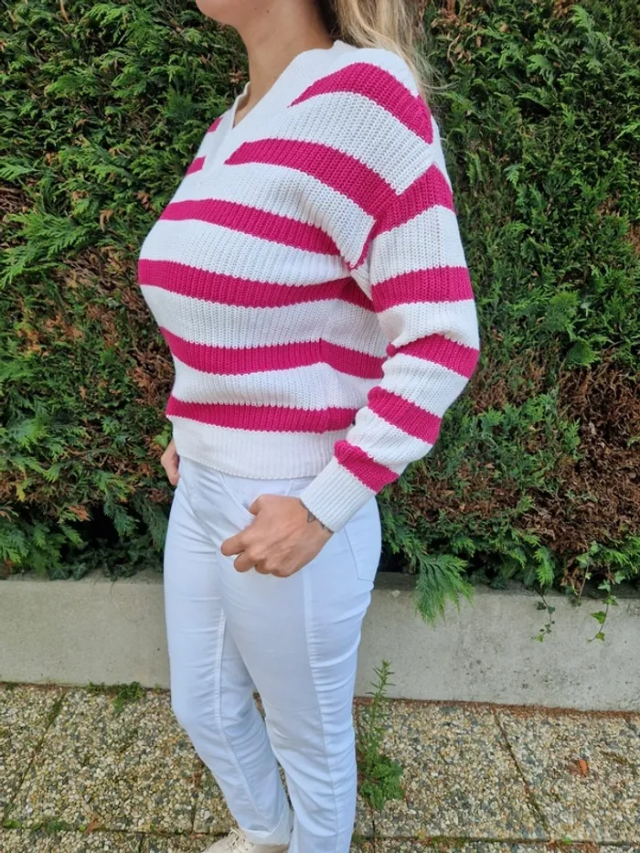 🌸 Jolie Pull rayé - Amisu - Taille 38 (M) 🌸 - photo numéro 2